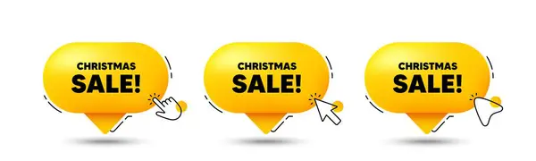 クリスマスセールタグ ボタンをクリックしてください 特別オファー価格のサイン 広告ディスカウントシンボル クリスマスセールススピーチバブルチャットメッセージ トークボックスインフォグラフィック ベクター — ストックベクタ