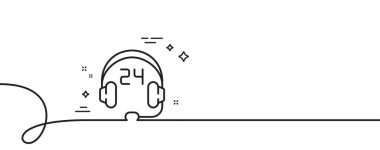 Danışmanlık hattı ikonu. Kıvrımlı tek bir çizgi. Destek servisi işareti. Müşteri yardım hattı sembolü. Tek hatlı kurdeleye danışmanlık yapıyorum. Döngü eğrisi modeli. Vektör