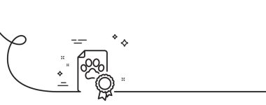 Köpek yarışması sertifika satırı simgesi. Kıvrımlı tek bir çizgi. Evcil hayvan ödül tabelası. Şampiyon madalya sembolü. Köpek sertifikası tek taslak şerit. Döngü eğrisi modeli. Vektör