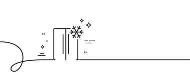 İki odalı buzdolabı hattı ikonu. Kıvrımlı tek bir çizgi. Buzdolabında kar tanesi işareti var. Dondurucu depolama sembolü. Buzdolabı tek ana hatlı şerit. Döngü eğrisi modeli. Vektör