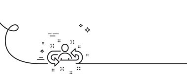 İşe alım çizgisi simgesi. Kıvrımlı tek bir çizgi. İşletme yönetim tabelası. İşçi ya da insan kaynakları sembolü. Tek ana hatlı şerit işe alınır. Döngü eğrisi modeli. Vektör