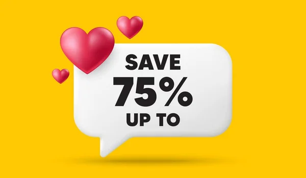 Percent Speech Bubble Banner Hearts Discount Sale Offer Price Sign — Stock Vector