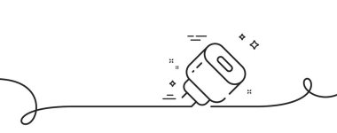 Adaptör hattı simgesi yükleniyor. Kıvrımlı tek bir çizgi. Mobil aksesuar imzası. Dolgu sembolü yükleniyor. Adaptör tek hatlı şerit şarj ediliyor. Döngü eğrisi modeli. Vektör