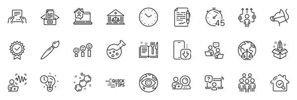 Icons Pack Dog Leash Court Building Timer Line Icons App — Stock Vector