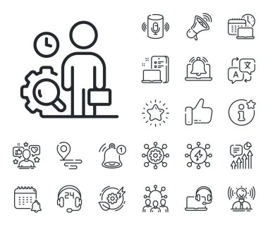 Kaliteli araştırma işareti. Konum, teknoloji ve akıllı hoparlörler ikonları yerleştirin. Satır simgesini incele. Şahıs doğrulama sembolü. Çizgi işaretini kontrol et. Etkileyici, marka büyükelçisi ikonu. Vektör