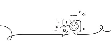 Zaman yönetimi çizgisi simgesi. Kıvrımlı tek bir çizgi. Saat işareti. Sembol izle. Zaman yönetimi tek ana hatlı kurdele. Döngü eğrisi modeli. Vektör