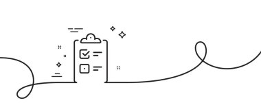 Kontrol listesi simgesi. Kıvrımlı tek bir çizgi. Pano belgesi işareti. Sorgulama anket sembolü. Kontrol listesi tek ana hatlı kurdele. Döngü eğrisi modeli. Vektör