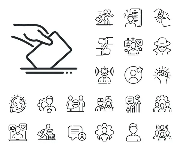 Hand Voting Ballot Sign Specialist Doctor Job Competition Outline Icons — Stock Vector