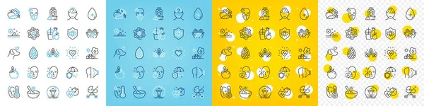 Vector Icons Set Cook Skin Care Heartbeat Line Icons Pack — Stock Vector
