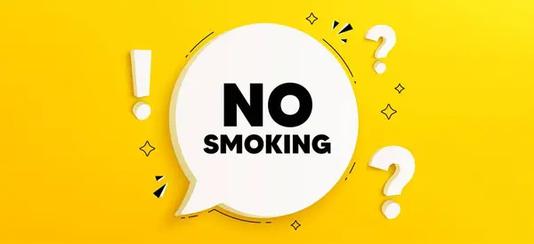 没有吸烟标签 满嘴疑问的聊天标语 停止吸烟标志 禁烟标志 没有吸烟的言论泡沫的消息 问答盒Quiz Chat Box — 图库矢量图片