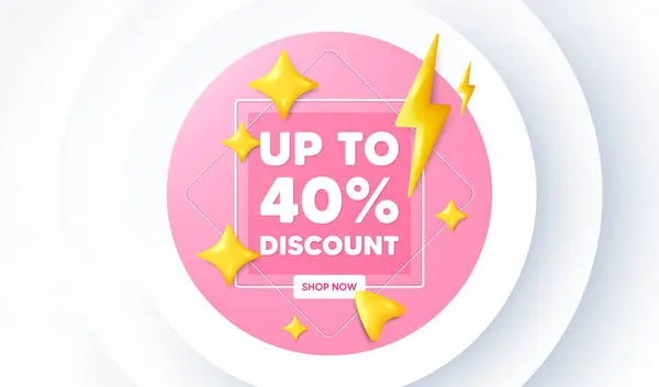 Percent Discount Neumorphic Promotion Banner Sale Offer Price Sign Special — Stock Vector