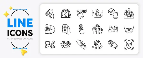Voting Hands Delivery Man Lawyer Line Icons Set App Include — Stock Vector
