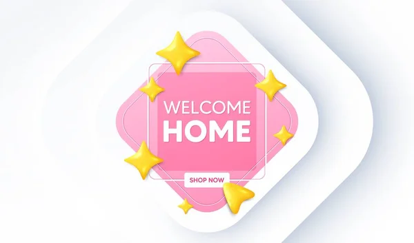 Bienvenida Casa Banner Promoción Neumórfica Oferta Invitación Casa Hola Mensaje — Vector de stock