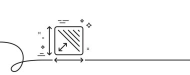 Kare alan çizgisi simgesi. Kıvrımlı tek bir çizgi. Oda boyut işareti. Bölgesel ölçüm sembolü. Kare alan tek hatlı şerit. Döngü eğrisi modeli. Vektör