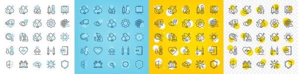 Vector Icons Set Fluorine Mineral Difficult Stress Protection Line Icons — Stock Vector