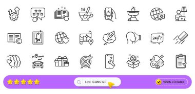 Kat lambası, Sıralama yıldızı ve Holiday web uygulaması için çizgi simgeleri sunuyor. Bir sürü okçuluk, Seo teçhizatı, Friends 'in dünya resim ikonları. Akıllı telefon tamiri, yüz tanıma, pencere temizleme tabelaları. Arama barı. Vektör