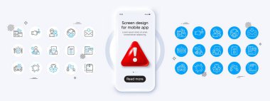 Toptan mallar, kirli yerler ve araba kiralama simgeleri. 3D tehlike ikonlu telefon modeli. Bir paket giysi, alışverişi bırakın, gelen posta ikonu. Çift, danışmanlık işi, resimli kart. Vektör