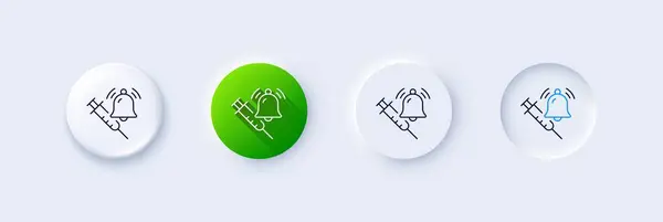 Значок Линии Объявления Вакцинации Нейморфный Зеленый Градиент Трехмерные Кнопки Вакцинационный — стоковый вектор