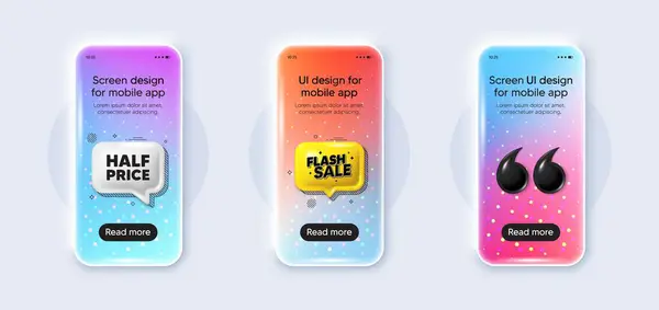 Phone Mockup Gradient Screen Half Price Tag Special Offer Sale — Stock Vector