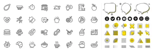 Set Peanut Vegetable Cutting Board Line Icons Web App Design — Stock Vector