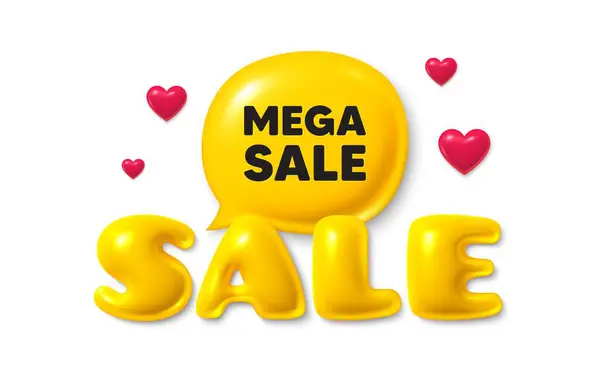 Prodejní Text Banner Bublinou Chatu Mega Sale Tag Speciální Nabídková — Stockový vektor