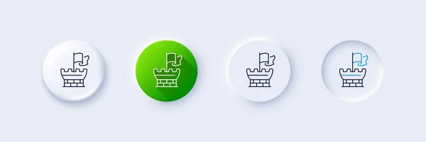 Значок Линии Башни Нейморфный Зеленый Градиент Трехмерные Кнопки Знак Флаг — стоковый вектор