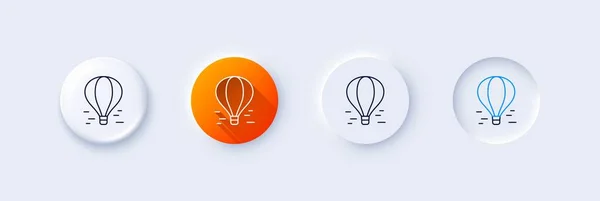 Air Balloon Line Icon Neumorphic Orange Gradient Pin Buttons Flight — Stock Vector