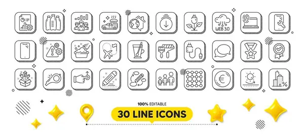 Charging Cable Brand Contract Food Delivery Line Icons Pack Design — Stock Vector