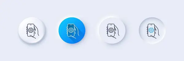 Zeilensymbol Für Die App Einstellungen Neumorph Blauer Farbverlauf Pinknöpfe Handzeichen — Stockvektor
