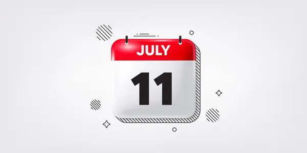 Date Calendrier Juillet Icône Onzième Jour Mois Icône Calendrier Des — Image vectorielle