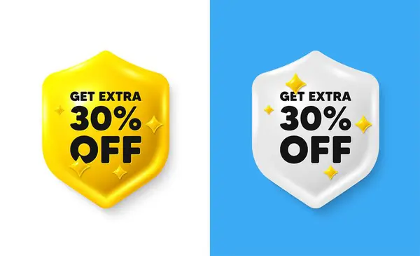 Get Extra Percent Sale Shield Icon Banner Text Box Discount — Stock Vector
