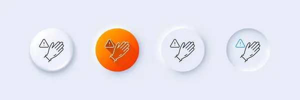 Dont Touch Gloves Line Icon Neumorphic Orange Gradient Pin Buttons — Stock Vector