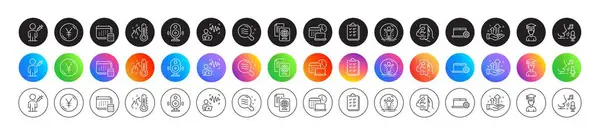 Checklist Student Microphone Line Icons Icon Gradient Buttons Pack Work — Stock Vector