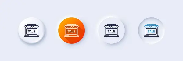 Icono Línea Venta Neumorfa Gradiente Naranja Botones Pin Signo Tienda — Vector de stock