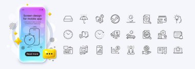 Mimarlık planı, Lounger ve Qr kod satırı simgeleri web uygulaması için. Telefon modelleme gradyan ekranı. Güneş koruması paketi, makaleyi kontrol et, dolar değerindeki resim simgeleri. Vektör