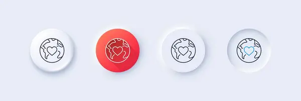 Icono Línea Donación Mundial Neumorfa Gradiente Rojo Botones Pin Signo — Archivo Imágenes Vectoriales