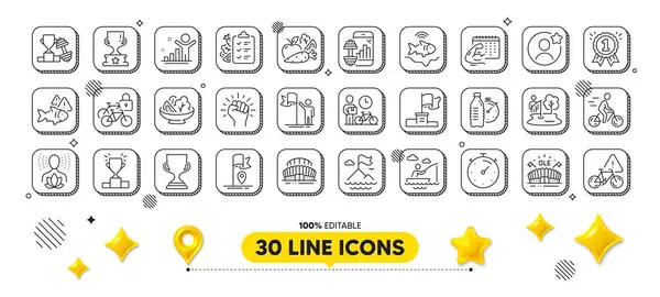 Boat Fishing Bike Courier Fish Line Icons Pack Design Elements — Stock Vector
