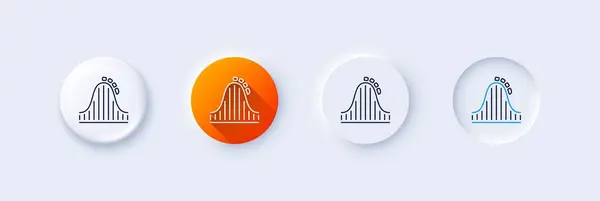 Roller Coaster Line Icon Neumorphic Orange Gradient Pin Buttons Amusement — Stock Vector