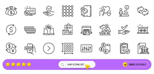 Currency Rate Currency Exchange Refresh Line Icons Web App Pack — Stock Vector