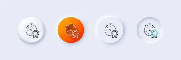 Best Result Line Icon Neumorphic Orange Gradient Pin Buttons Timer — Stock Vector