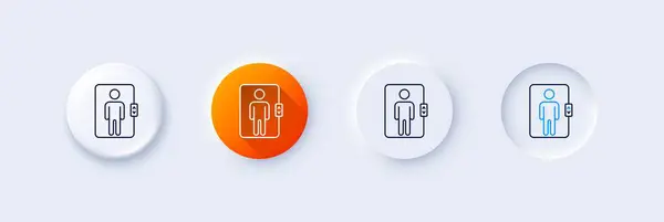 Elevator Line Icon Neumorphic Orange Gradient Pin Buttons Transportation Lift — Stock Vector