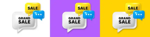 stock vector Chat speech bubble 3d icons. Grand sale tag. Special offer price sign. Advertising discounts symbol. Grand sale chat text box. Speech bubble banner. Offer box balloon. Vector