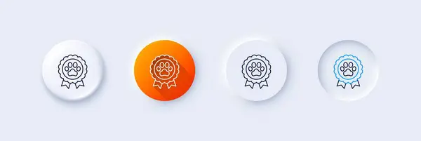Icono Línea Competencia Perro Neumorfa Gradiente Naranja Botones Pin Firma — Archivo Imágenes Vectoriales