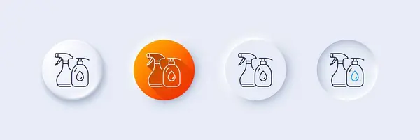 Cleaning Liquids Line Icon Neumorphic Orange Gradient Pin Buttons Antiseptic — Stock Vector