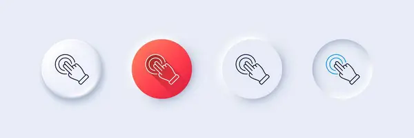 Icono Línea Gesto Pantalla Táctil Neumorfa Gradiente Rojo Botones Pin — Vector de stock