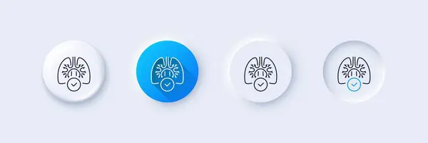 Lungs Line Icon Neumorphic Blue Gradient Pin Buttons Pneumonia Disease — Stock Vector