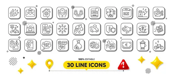 Seo Gear Shield Payment Line Icons Pack Design Elements Safe — Stock Vector