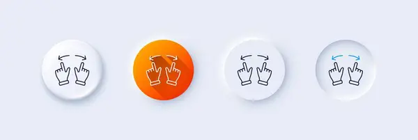 Mover Icono Línea Gesto Neumorfa Gradiente Naranja Botones Pin Señal — Vector de stock