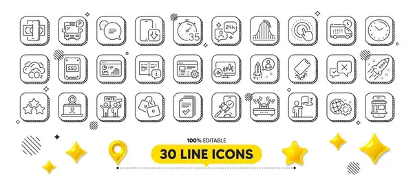 Phone Download Consulting Voting Campaign Line Icons Pack Design Elements — Stock Vector