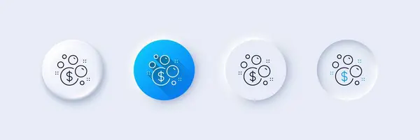 Launder Money Line Icon Neumorphic Blue Gradient Pin Buttons Cash — Stock Vector